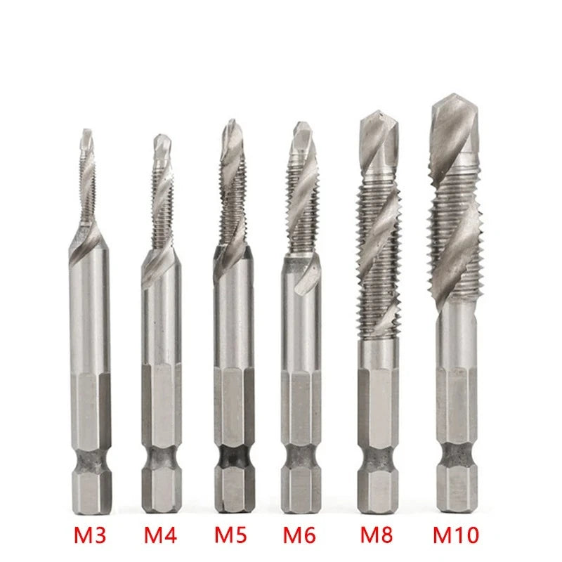 6 stücke Tap Titan Überzogene Sechskantschaft Bohrer Bits HSS Schraube Gewinde Metrische Taping Schraube Maschine Verbindung Werkzeug M3-M10 hand Werkzeuge