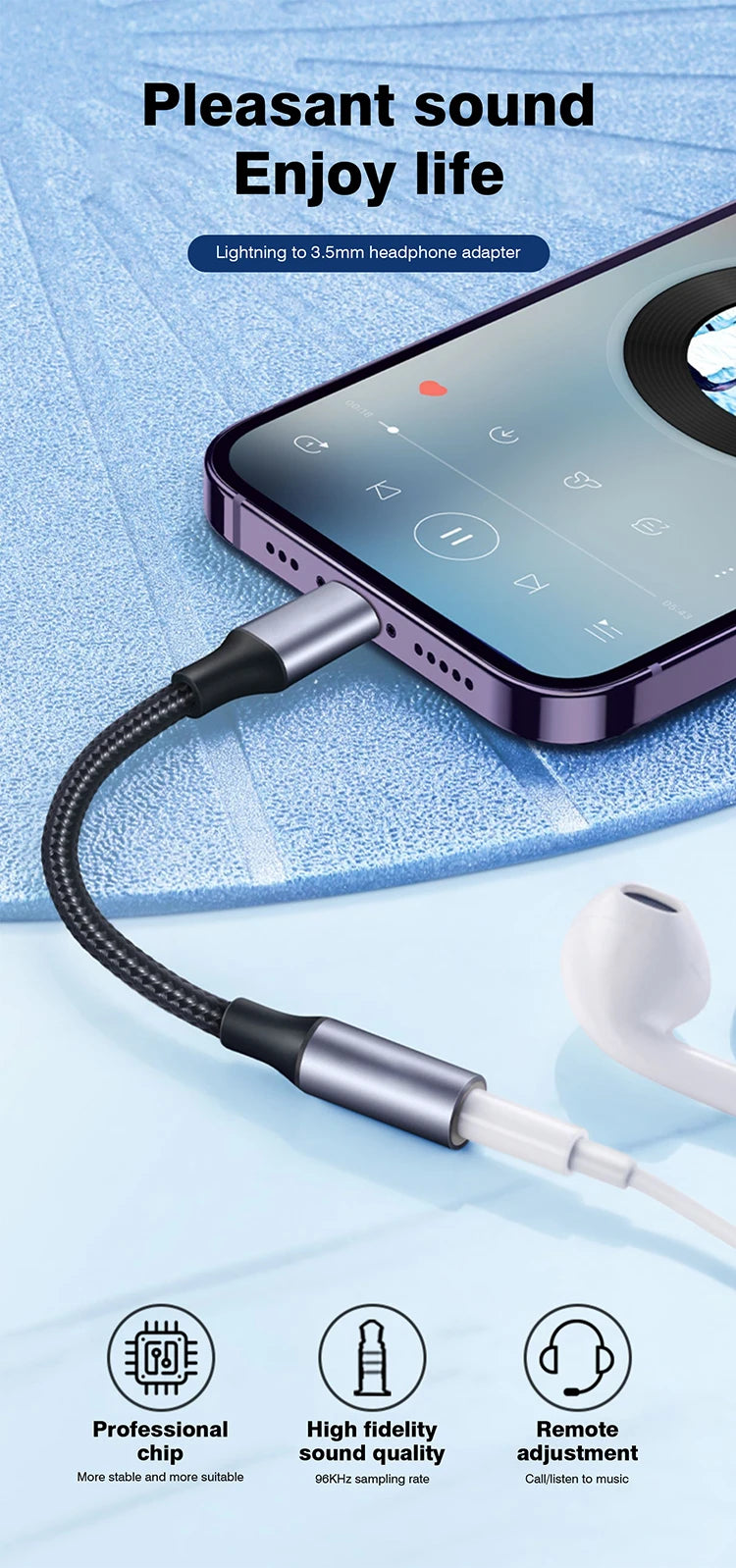 Lightning To 3 5 MM Jack AUX Cable Adapter For iPhone 12 13 14 Pro Adapter Headphone Connector Audio Splitter iphone accessories.