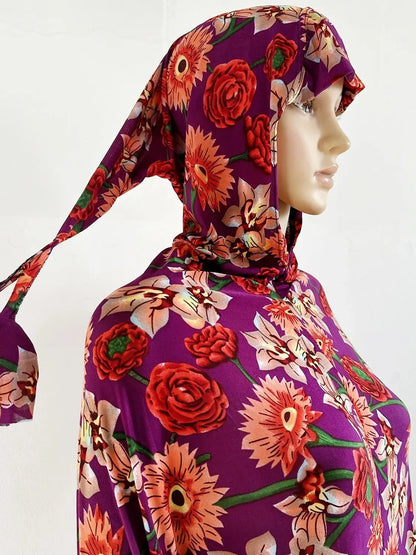 6XL  Muslim Womens Hooded Abaya African Sleeveless Prayer Garment Kaftan Dress With Hijab Floral Dubai Saudi Robe Ramadan