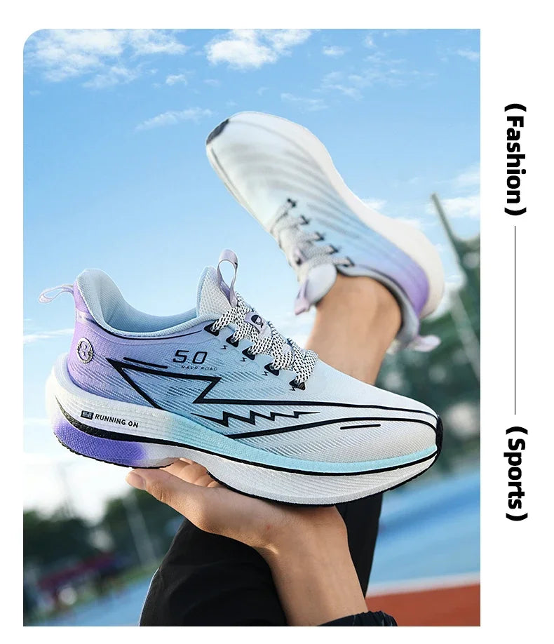 Men Sport Shoes Professional Cushioned Carbon Plate Running Shoes Breathable Lace-up Casual Sneakers Marathon Athletic Footwear.