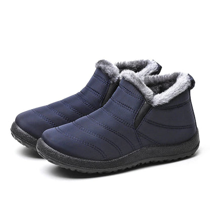Snow Waterproof Boots Men Platform Shoes For Men Slip On Warm Fur Ankle Boots Men's Winter Shoes Plush Footwear Work Shoes.