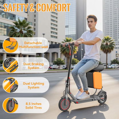 ATSANT Adult Electric Scooter 350W Powerful Motor 36V 25KM Long Range 8.5Inch with Storage Box Smart App Foldable Escooter.