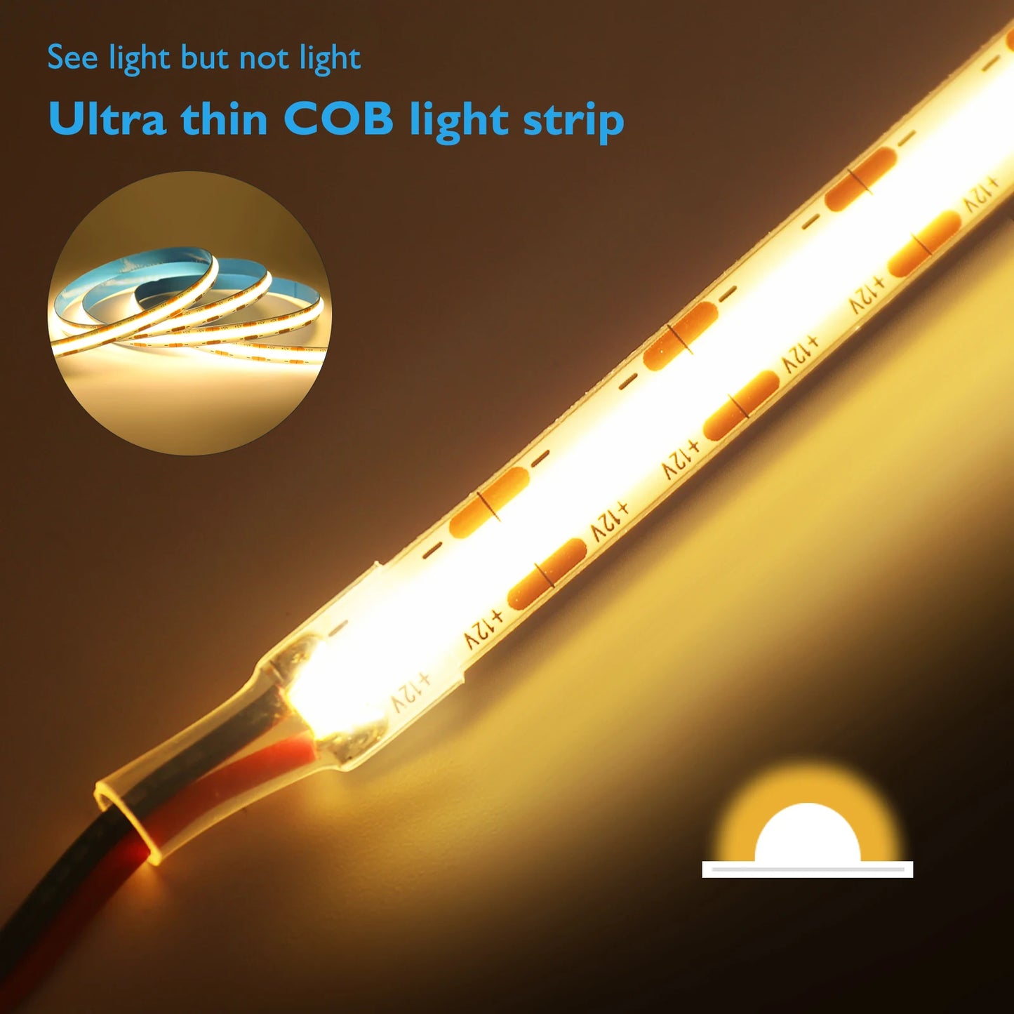 DC12 24V COB LED Strip Light 528Leds/m Flexible Tape Ribbon High Density Linear Lighting 3000-6500K RA90 Led Lights Room Decor.