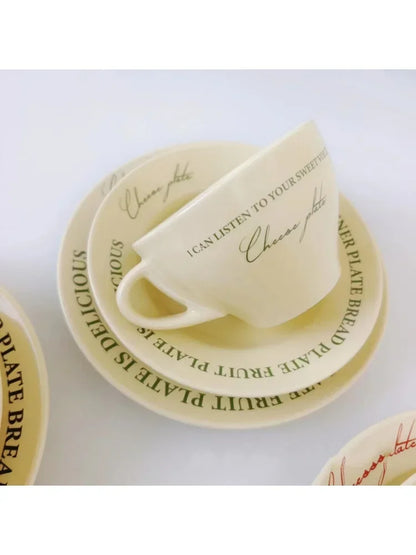Ceramic Cup and Saucer Coffee Cup Set Milk Mug Dessert Plate Teaware Afternoon Tea Cup Drinkware Drinking Utensil Birthday Gift.