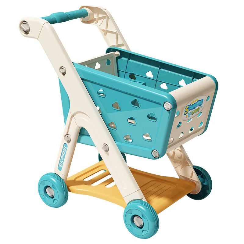 Shopping cart toy baby small trolley children play house fruit cut music kitchen supermarket men and girls Early Education toys.