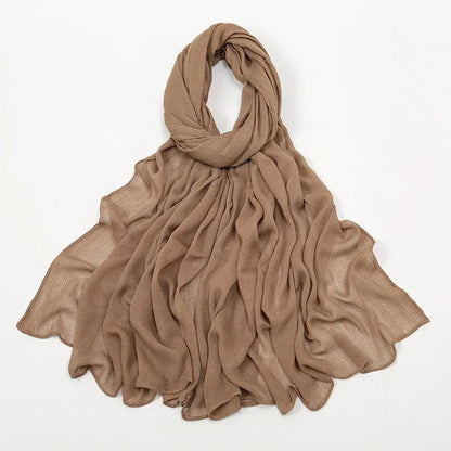 New Crinkle Rayon Hijab Muslim Scarf Women Solid Shawl Big Size Headscarf Islamic Turban Plain Foulard Headband Wrap