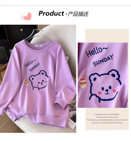 170 kg Plus Größe Damen Büste 170 Frühling Herbst Lose Langarm Cartoon Print Pullover Sweatshirts 4XL 5XL 6XL 7XL 8XL 9XL