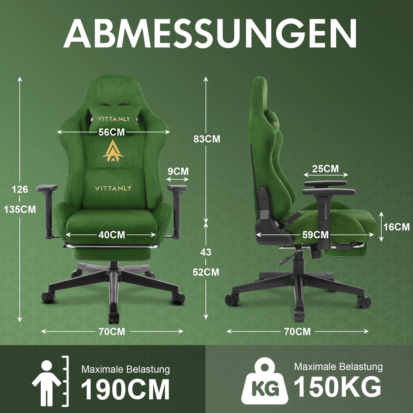 Gaming-Stuhl, luxuriöser, atmungsaktiver Bürostuhl aus Wildlederimitat, Spielstuhl, ergonomischer Gamer-Stuhl mit Fußstütze, Kopfstütze, Lendenpolster