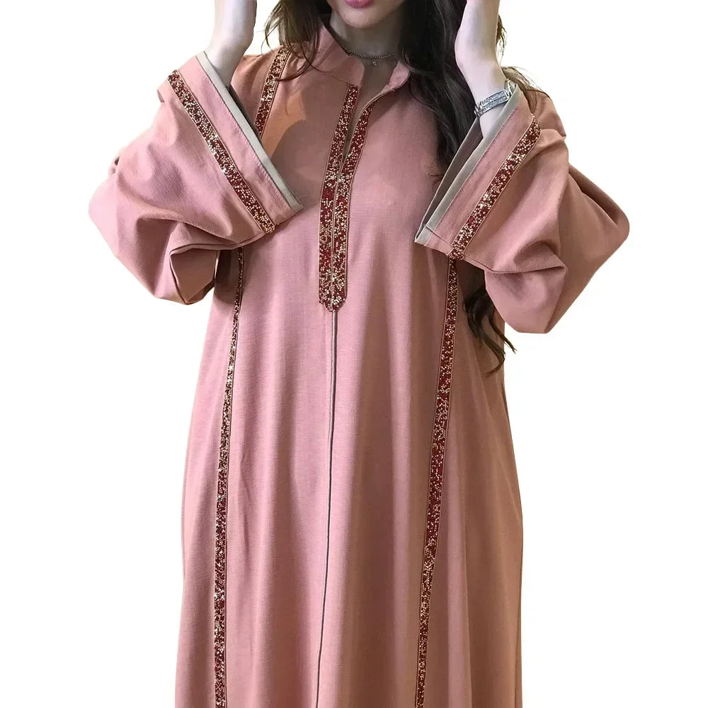 Ramadan Abaya Femme Musulmane marok kanis chen Kaftan für Frau Mode feste Diamanten voller Ärmel lose türkische Dubai Robe.