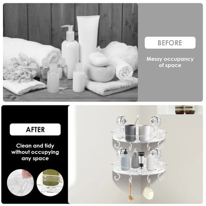 2Pcs Dusche Ecke Regal Wand Saugnapf Lagerung Rack Kein Bohrer Bad Shampoo Kosmetische Veranstalter Halter