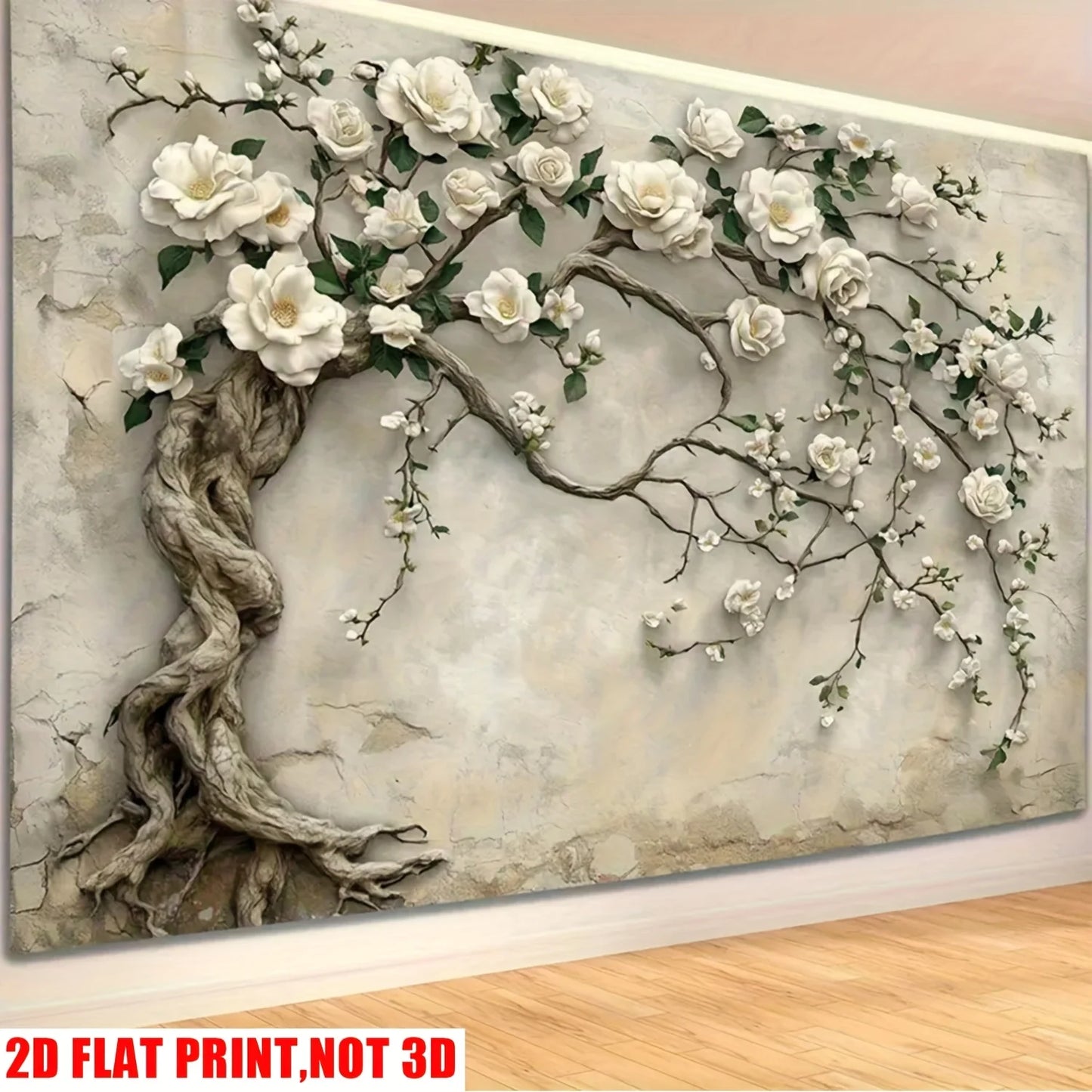 1pc Classic 2D Flower Tree Tapestry - Soft Peach Skin Polyester Wall Decor for Home and Office Decoration, Great for Parties.
