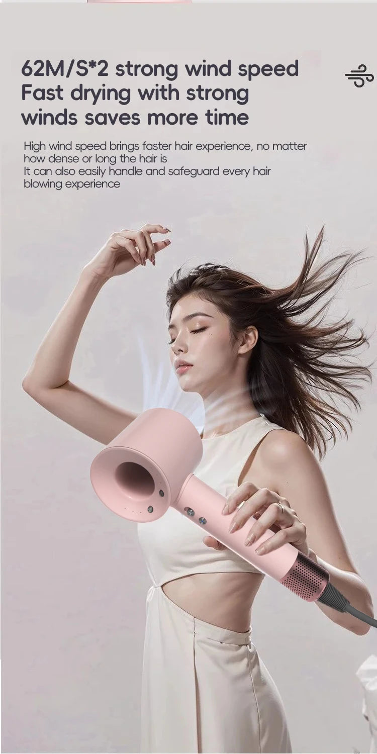 Bladeless high-speed hair dryer, negative ions, high power, silent and quick drying Dryer Portable Suitable for home and travel