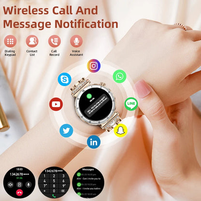 LIGE Luxury 1.19” AMOLED Screen Smart Watch Women Health Monitor Women's Wristwatch Bluetooth Call Waterproof Ladies Smartwatch.
