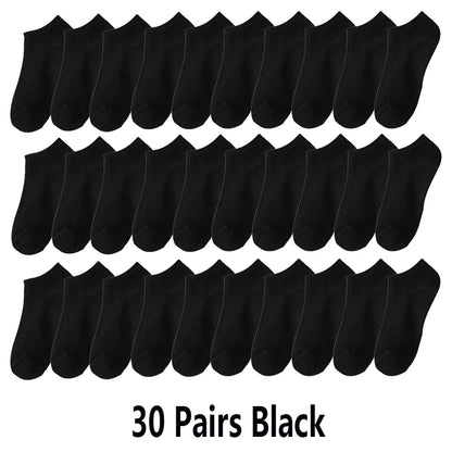 10/20/30Pairs Socks Men Women Boat Socks Thin Breathable Comfy Sweat-absorbing Ankle Socks Unisex Casual Plain Color Short Socks