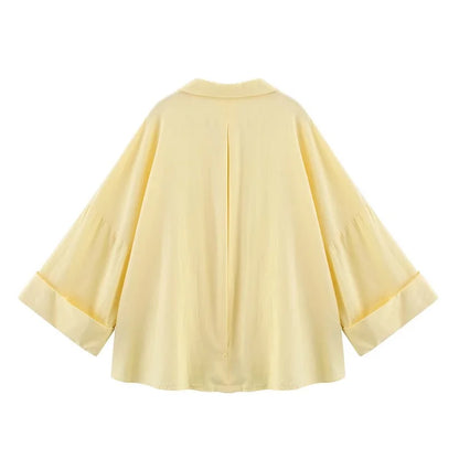 MUJER Women's Shirts Striped Oversize Shirts for Women Wide Sleeve Casual Shirts and Blouses Woman White Summer Loose Tops Woman.