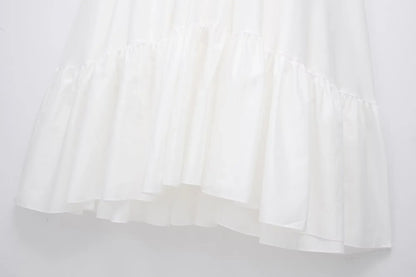 TFMLN Elegantes, gestuftes langes Kleid für Damen, 2024, Sommer, klassische Mode, solide Kleider mit seitlichem Reißverschluss, hohe Taille, A-Linie, Partykleid.