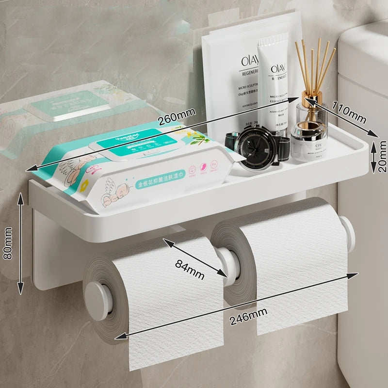 Kein Bohren Toilettenpapierhalter Wandmontierter Toilettenpapierhalter aus Aluminiumlegierung Taschentuchhalter Badezimmer Taschentuchhalter Badzubehör