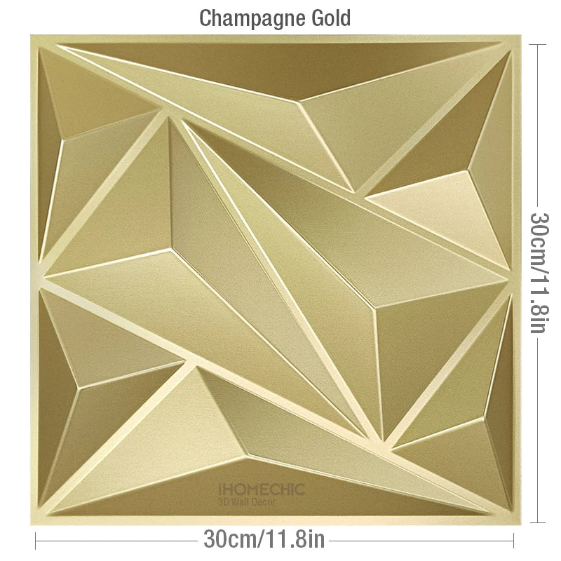 12pcs 30x30cm 3D Wall Panel Shining Gold 3D Wall Sticker Champagne gold color Wedding party background wall art Wood grain paper