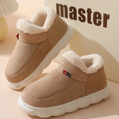 Bebealy New Winter Men Slippers Warm Cotton Shoes Men Indoor Fluffy Fuzzy Men Boots Outdoor Nonslip House Ankle Boots Shoes Men
