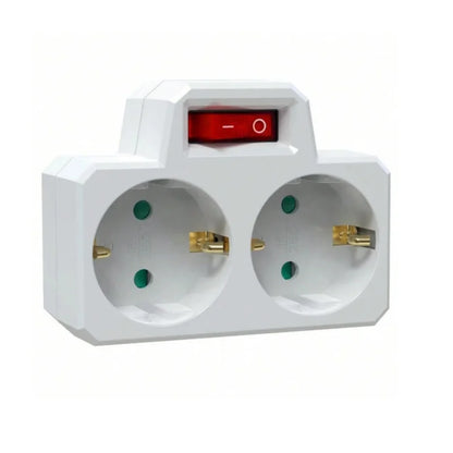 Doppelsteckdosenadapter mit EIN/AUS-Schalter, europäischer deutscher Standard, Wandstecker, Steckdose, Stromkonverter für Zuhause.