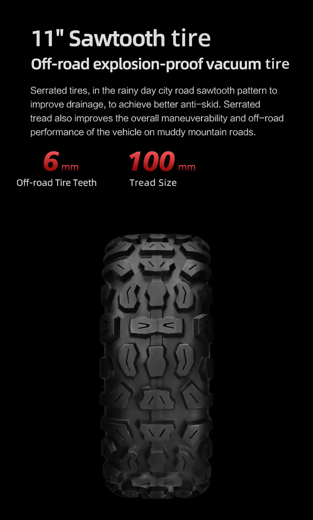 BOYUEDA S3-11 Electric Scooter, 120km Range, 85km/h Max Speed, 2*3000W Motor, 60V 38AH Battery,11-inch Tire,  LCD Display.