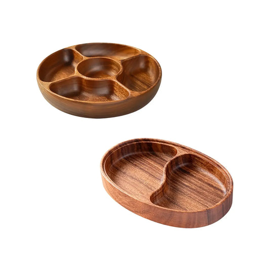 Divided Serving Tray Snack Tray Candy Bowl Fruit Plate Appetizer Platter Wood for Farmhouse Kitchen Nut Bread Dining Room.