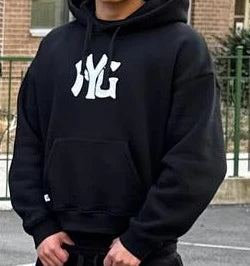 Harajuku Hip Hop Y2k Tracksuit Men Letter Print Black Two-piece Set Men Clothes Zipper Hoodie Baggy Sweatpants Casual Streetwear