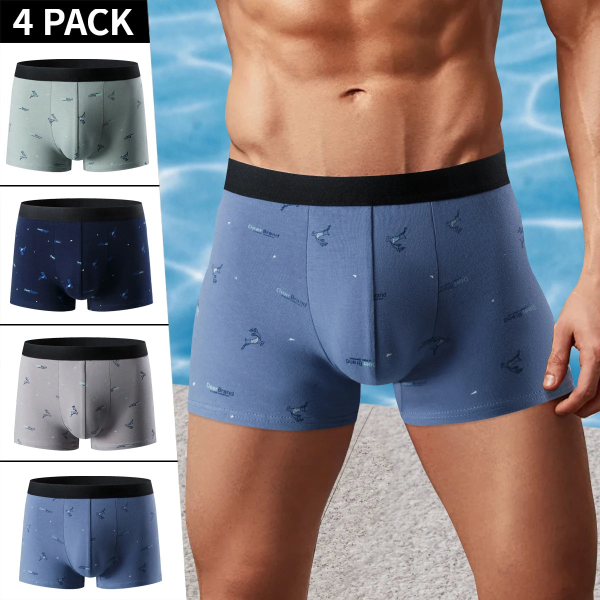 4/5 Stück Herrenmode Bedruckte Unterwäsche Bequeme Joker Boxer Plus Größe 5XL Jugendliche Mehrfarbige Mix Shorts Boxer mittleren Alters