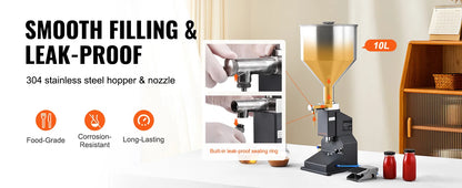 SucceBuy 5-50/100ml A02 Pneumatic/Manual Paste Liquid Filling Machine Bottle Liquid Filler Pedal for Water Juice Cosmetic Milk.