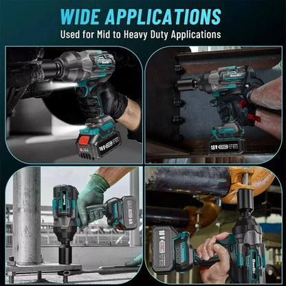 Seesii 1600NM Akku-Schlagschrauber-Set, bürstenloser elektrischer Schraubenschlüssel, 3/4 Zoll Schlagpistole mit 3/4 Zoll bis 1/2 Zoll Adapter, LKW-Auto-Reparaturwerkzeuge