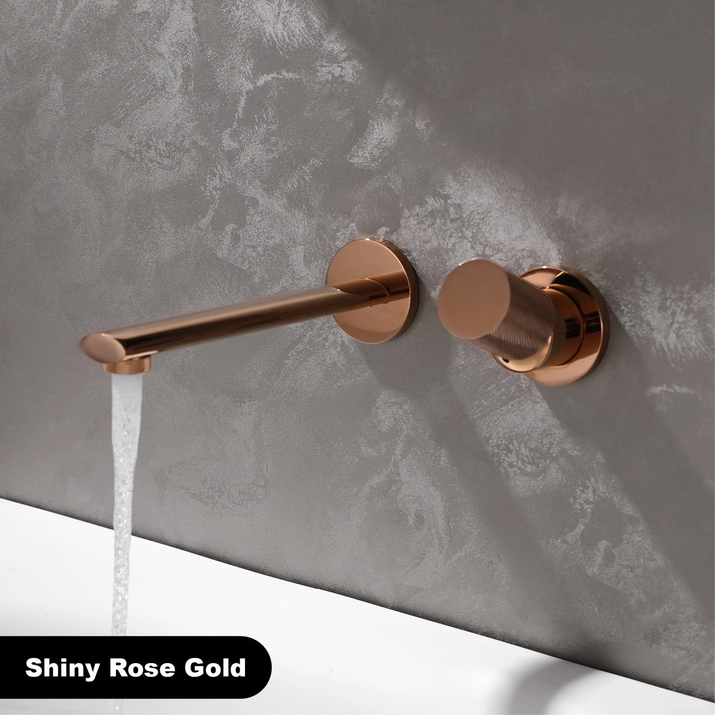 Luxury brushed gold brass wall mounted adjustable water volume bathroom faucet Embedded design for hot and cold water basin Tap