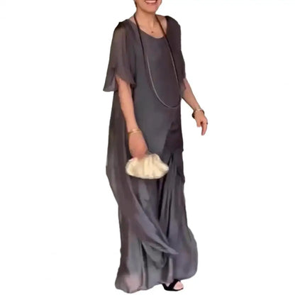 Women Cotton Linen Pant Sets 2 Pieces Casual Short Sleeve Solid Loose Blouse&High Elastic Waist Wide Leg Full Trousers Suits.