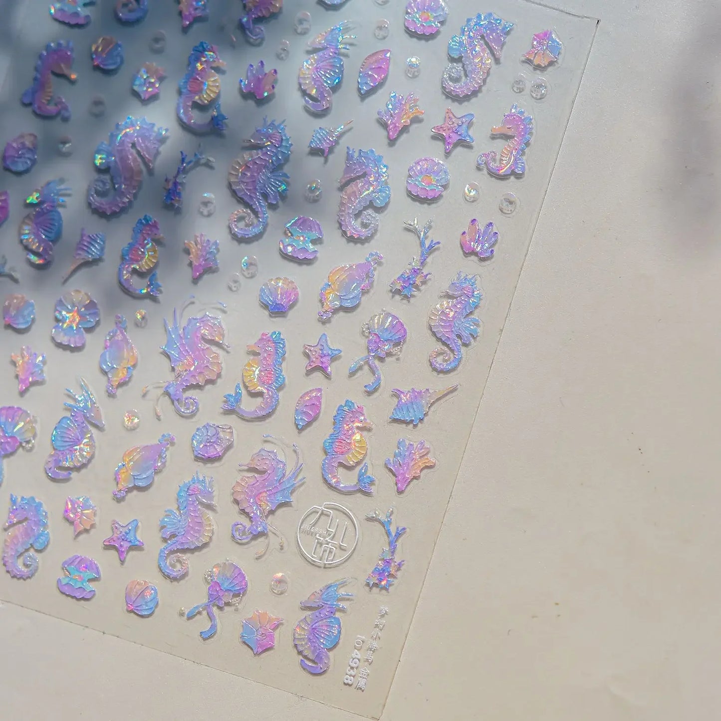 Ocean Theme 5D Nail Sticker Summer Beach Seashells Starfish Conch Scallop Shell Coral Self Adhesive Decoration Manicure Decal