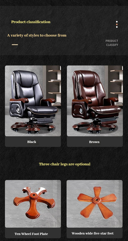 Bürostuhl mit Lederrad, unterstützt Design, Relax, moderner Massagesessel, Chaiselongue, mobil, bequem, luxuriös, Silla Oficina, Büromöbel