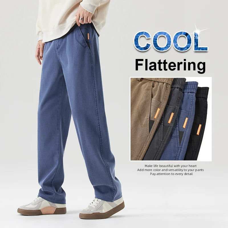 Men's Loose Straight Lyocell Wide Leg Trousers 2025 Autumn Winter Drape Comfortable Versatile Casual Pants Plus Size 5XL.