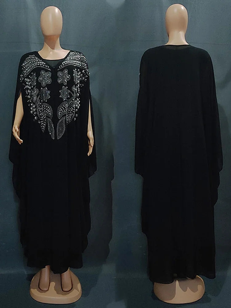 Abayas Für Frauen Dubai Luxus 2024 Chiffon Boubou Muslimischen Mode Kleid Kaftan Marocain Hochzeit Party Anlässe Djellaba Frauen.