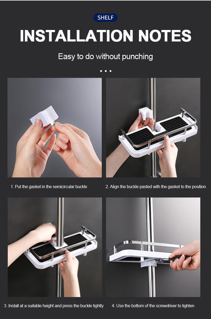 Dusche Lagerung Halter Bad Regal Pole Regale Shampoo Tablett Stehen Kein Bohren Heben Badezimmer Dusche Lagerung Rack Organizer