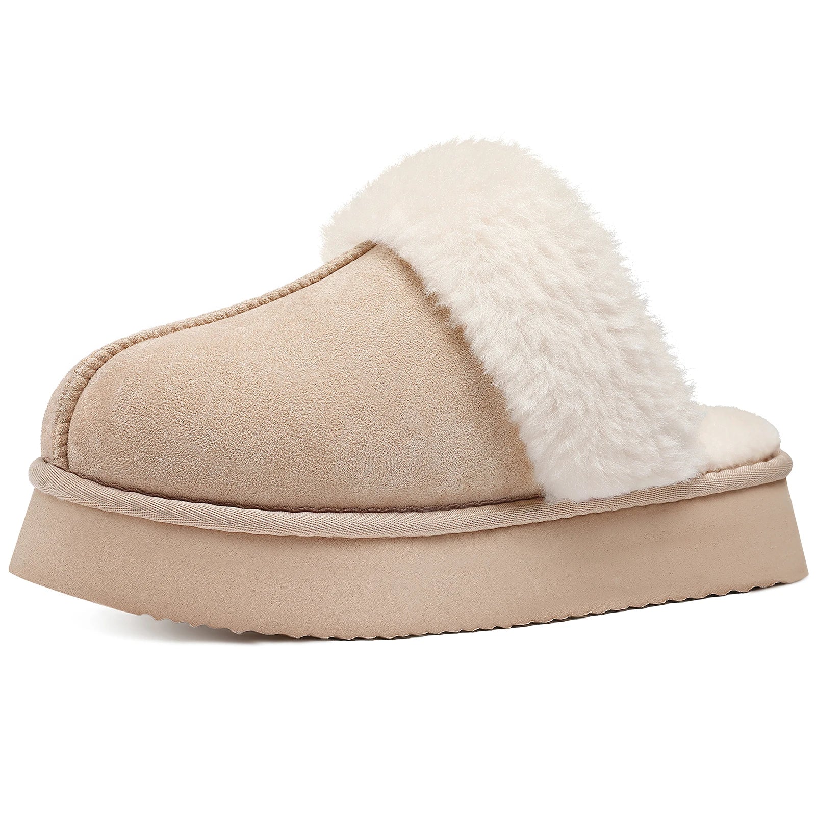 Crestar Women's Platform Fuzzy Slippers New Lady Winter House Slipper Thick Soles Warm Fuzzy Shoes Indoor Outdoor Cotton Shoes.