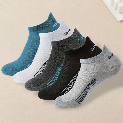 5 Pairs Men Summer Socks Trendy Fashionable Simple Versatile Men Ankle Socks Comfortable Lightweight Breathable Casual Socks.