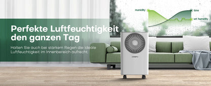 Dehumidifier Bedroom 12L/Day Continuous Drainage, 24H Timer, Automatic Defrost Humidity Control 2 Speed, Suitable for Room Home.