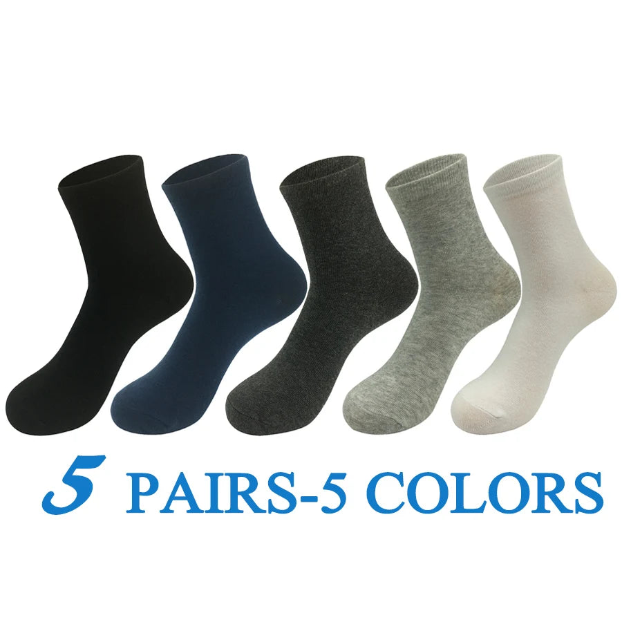 5 Pairs/Lot Socks Men Cotton Dress Wedding Black Grey White Brand Fashion Meias Male Breathable Casual Long Sock Gift 2024 New.