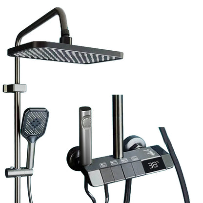 Bathroom Shower Faucet Set 4 Functions Digital Display Shower Thermostat Hot Cold Showers Mixer Pressure Discharge Copper Taps