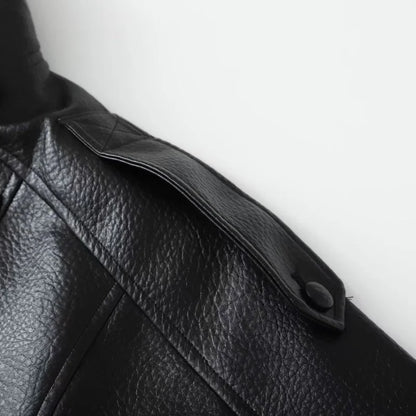 ETJ 2025 neue Damenmode, lockere Version der Stehkragen-Kunstlederjacke, Streetstyle, coole, hübsche Lederjacke