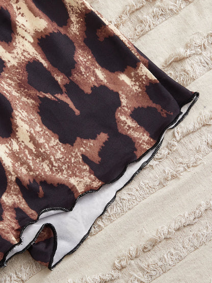 Damen-Pyjama-Set im neuen Stil, Heimkleidung, Leopardenmuster, Neckholder-Top, Shorts, lässiges Pyjama-Set.