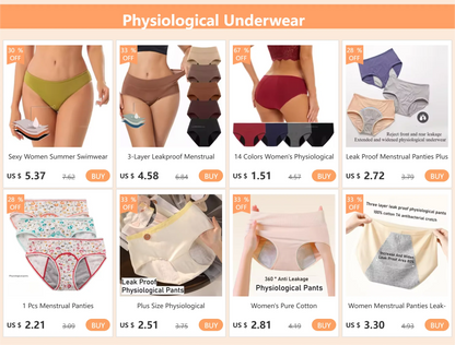 Menstrual Panties Leakproof Ladies Menstrual Pants Women's Cotton Briefs Teenager Student Mid Waist Panties for Menstruation.