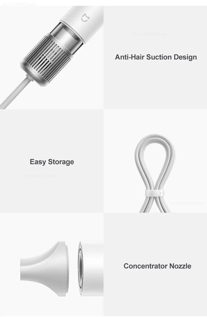 Original Xiaomi Mijia H501 High Speed Anion Hair Dryer Wind 62m/s 1600W 2min Quick Drying Professional Hair Care Negative Lon