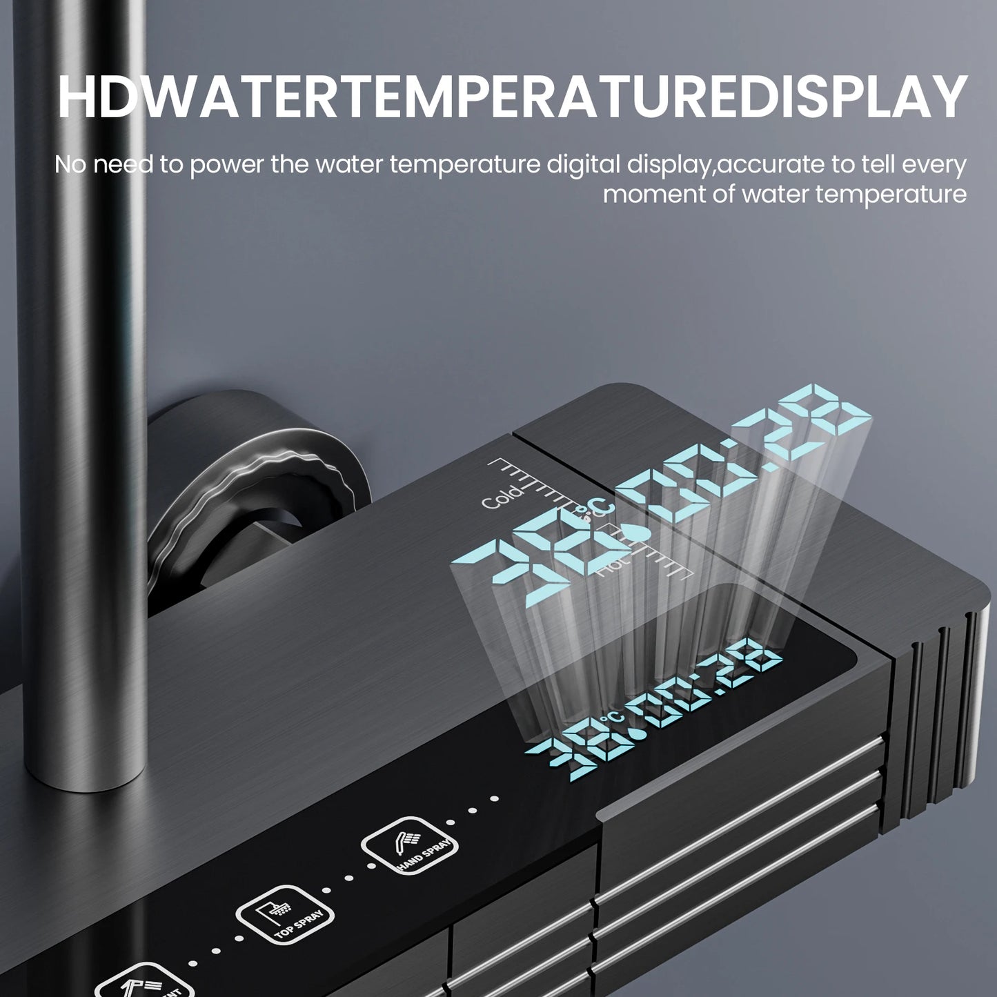 Bathroom Shower System LED Light Shower Head Set Brass Mirror Thermostatic Bathtub Faucet Digital Display Hot & Cold Showers