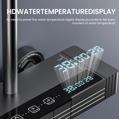 Bathroom Shower System LED Light Shower Head Set Brass Mirror Thermostatic Bathtub Faucet Digital Display Hot & Cold Showers