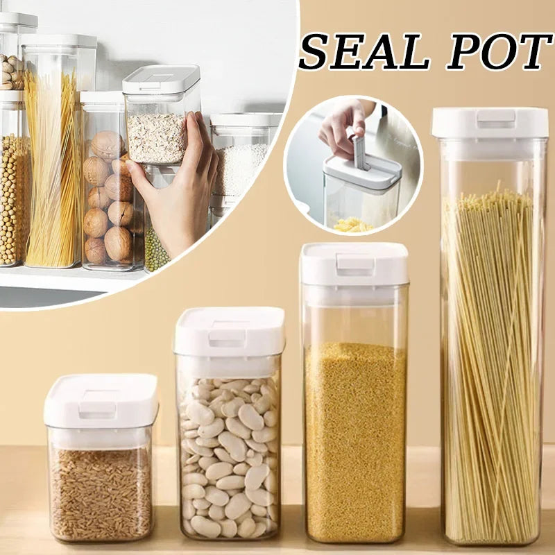 Pasta Storage Box Transparent Plastic Grain Seal Tank Spaghetti Storage Container Moisture-Proof Snack Jar Kitchen Food Tank.