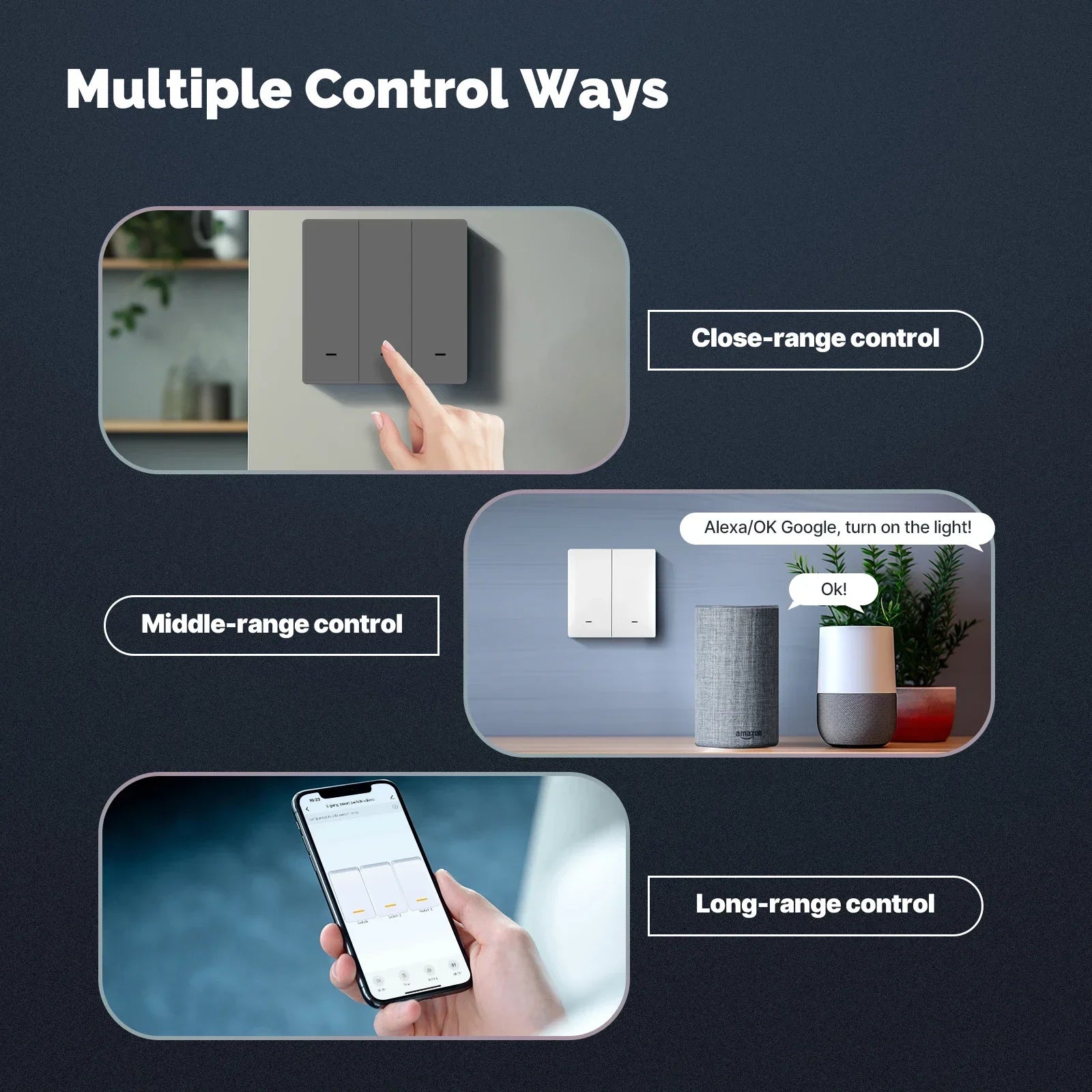 MOES Smart Lichtschalter EU WiFi Matter Button Fernbedienung kompatibel mit Alexa Google Home Apple Homekit Smartthings.
